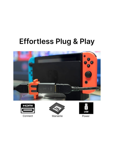 Plug-and-play graphics card - mClassic Graphics Enhancer for Real-Time Image Sharpening, Color Correction, Anti-Aliasing and Dot-Crawl Elimination - Nintendo Switch